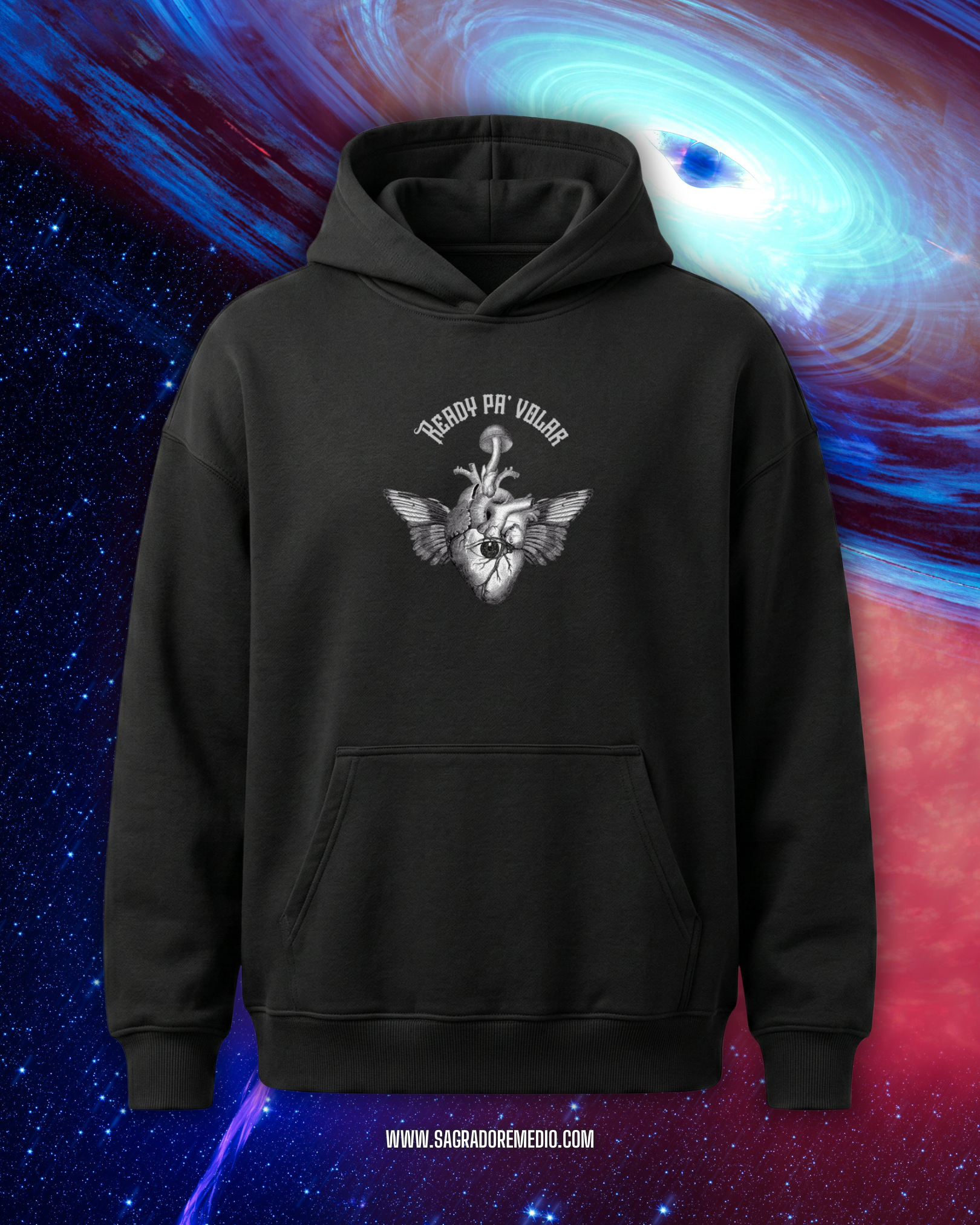 Ready pa' volar - Hoodie Oversize Hombre 2 ready pa volar hoodie oversize hombre sagrado remedio